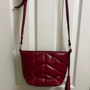 Patricia Nash Red Quilted 100% leather Crossbody bag!